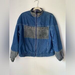Vintage Denim Jacket Women’s Small Reversible Blanket Lined Flannel Patchwork